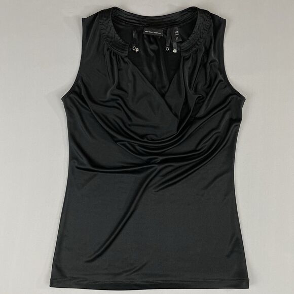 NY & Co. Silky Sleeveless Cowl Draped Neck Top Women’s Small Black Office Corp - Picture 4 of 11